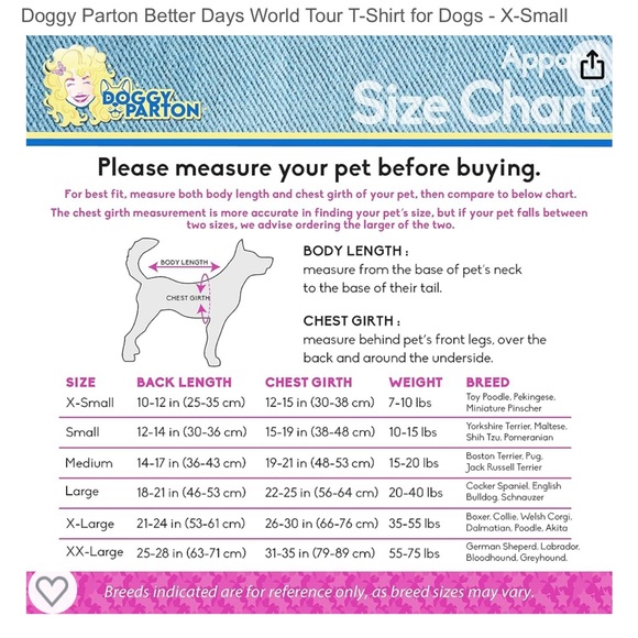 Dolly Parton Doggy Parton "Better Day World Tour" T-shirt for Dogs Size XS NWT - Picture 3 of 10